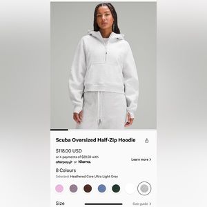 Scuba oversized half zip hoodie Lululemon
